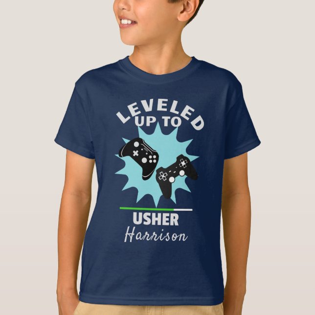 Wedding Usher Leveled Up Gamer Funny T-Shirt (Front)
