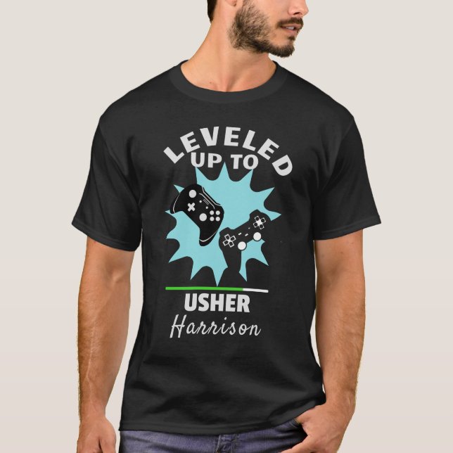 Wedding Usher Leveled Up Gamer Funny T-Shirt (Front)