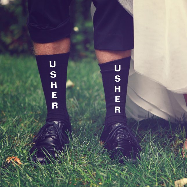 Wedding Usher Personalized Black Socks (Creator Uploaded)