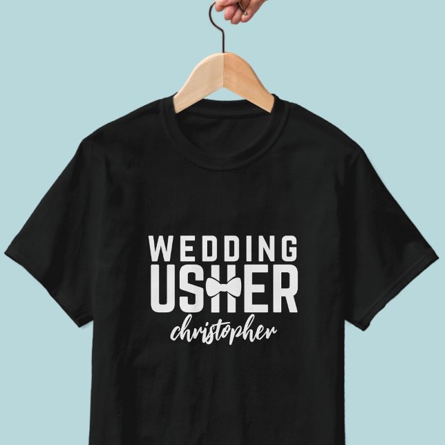 Wedding Usher Personalized Bridal Party T-Shirt (Add your name to this Wedding Usher shirt. Makes a lovely proposal gift for them)