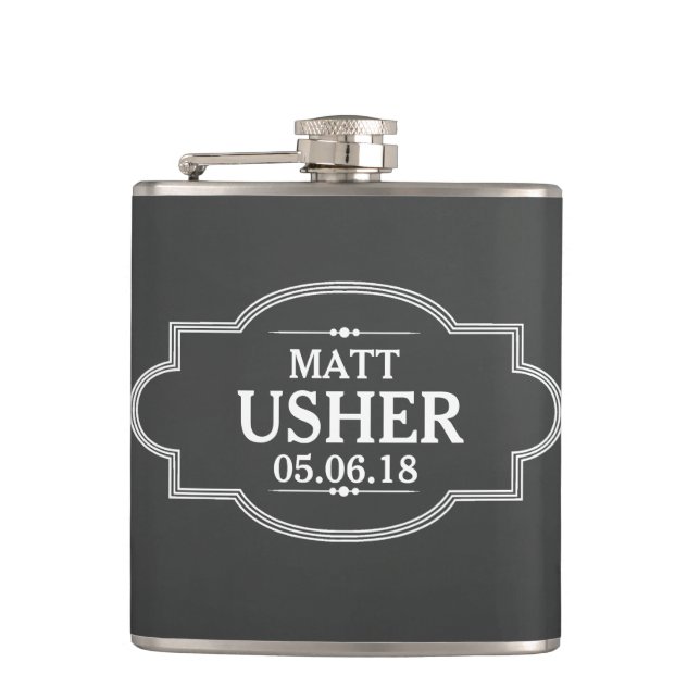 Wedding Usher Personalized Flask (Front)