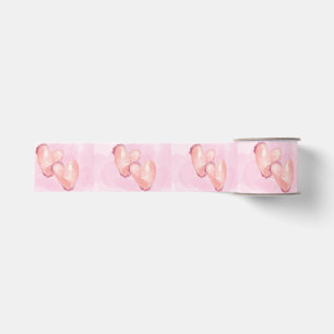 Wedding Valentine Pink Hearts Ribbon for Gift Wrap