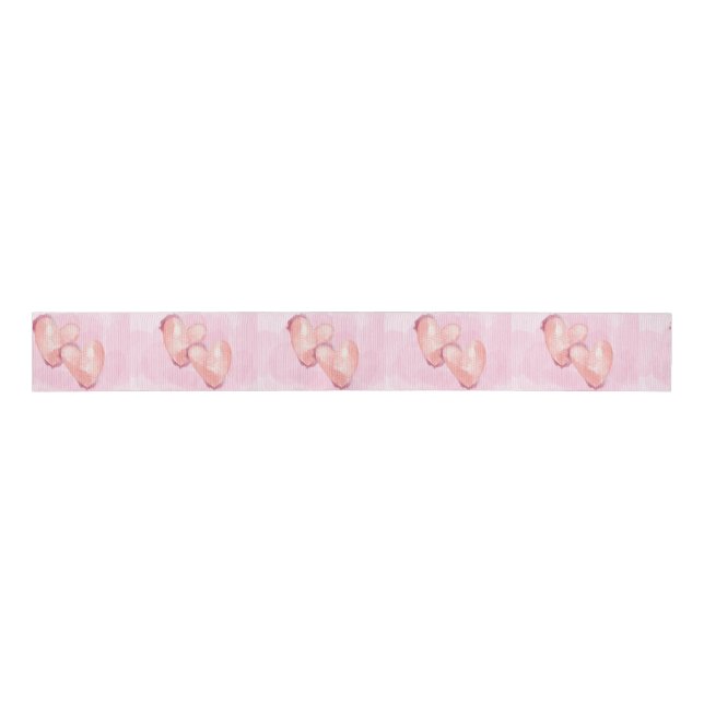 Wedding Valentine Pink Hearts Ribbon for Gift Wrap (Front)