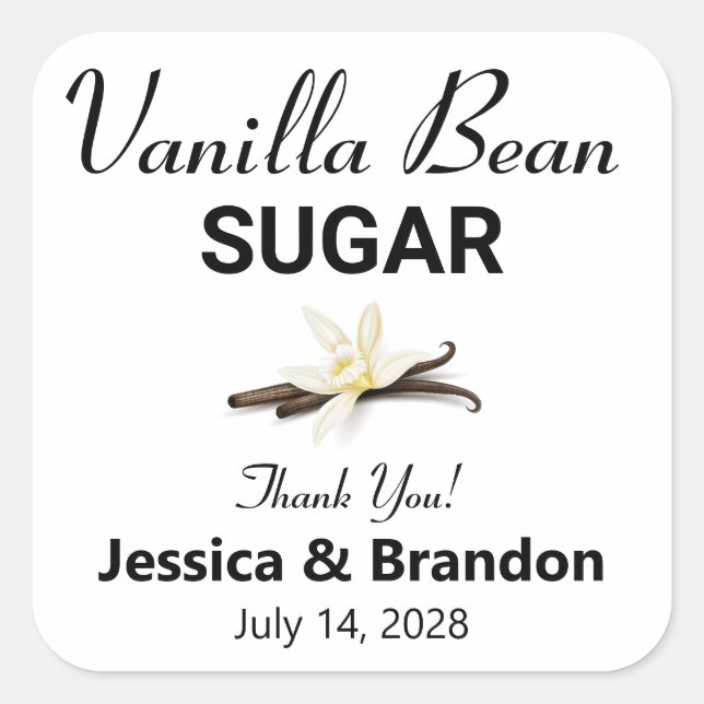 Wedding Vanilla Bean Sugar Favor label (Front)