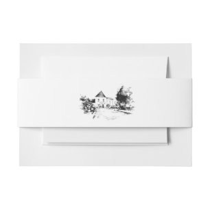 Wedding Venue Sketch Custom Drawing Wedding Invitation Belly Band