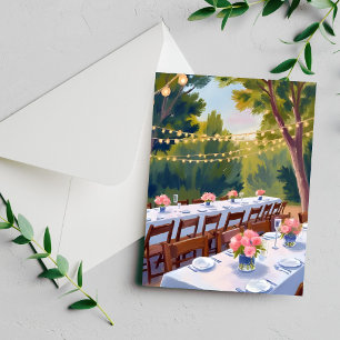 Wedding Venue Watercolor Painting Floral Card