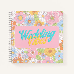 wedding vibes retro colorful floral stylish  notebook