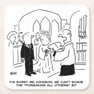 Wedding. Vicar and Bridegroom Joke Square Paper Coaster