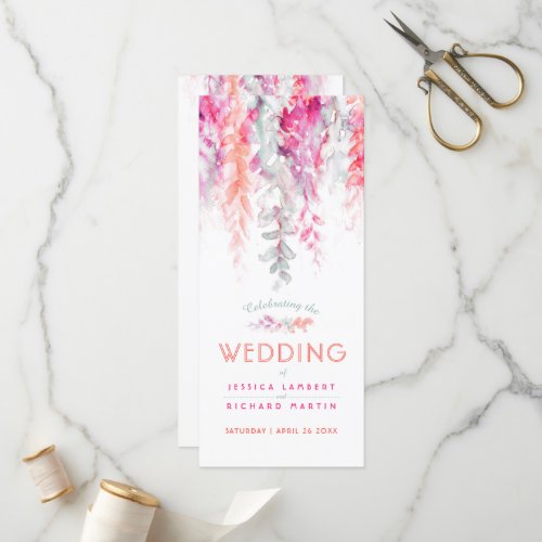 Wedding vines cascading watercolor coral red program