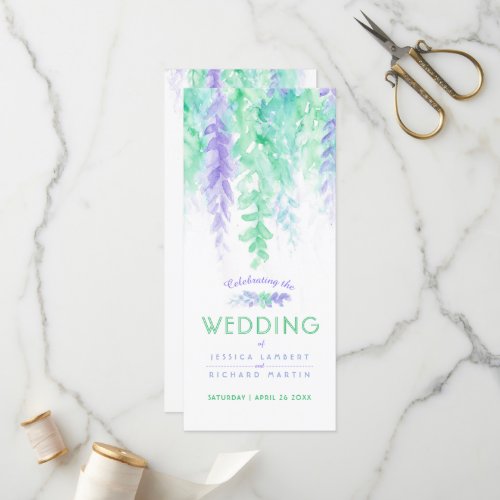 Wedding vines cascading watercolor green program