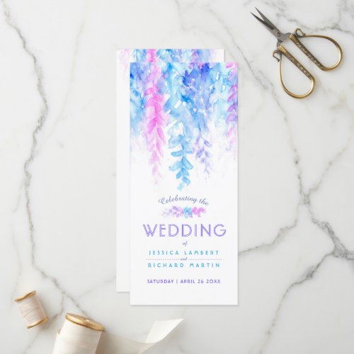 Wedding vines cascading watercolor purple blue program