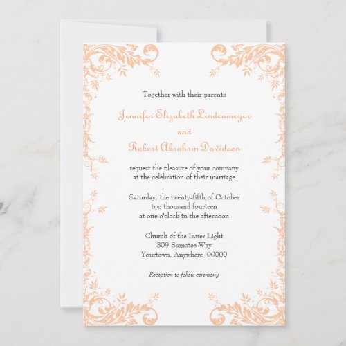 Wedding Vines Peach Invitation