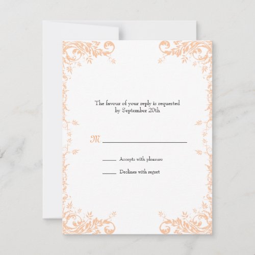 Wedding Vines (Peach) Response Card