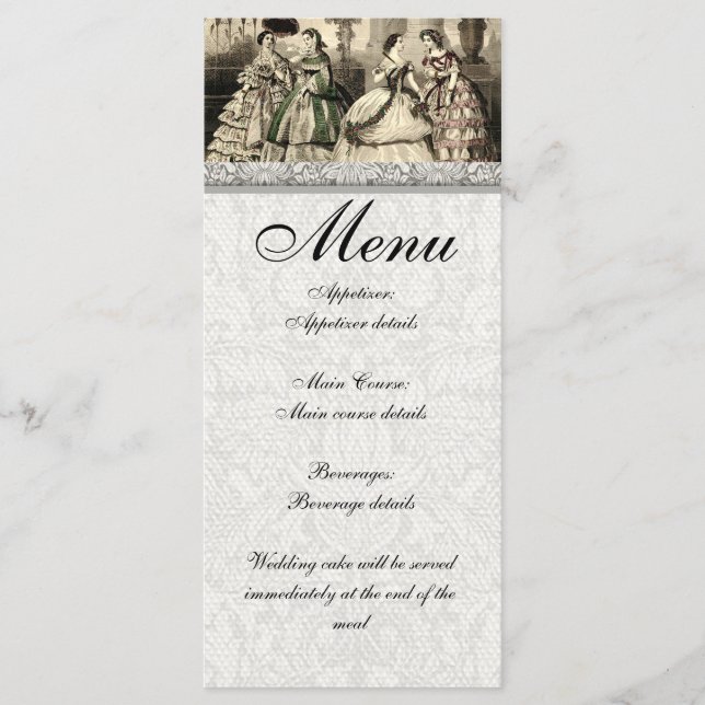 Wedding Vintage Antique Bride Menu (Front)
