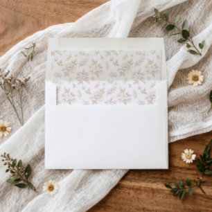 Wedding Vintage Beige & Tan Floral Toile Envelope Liner