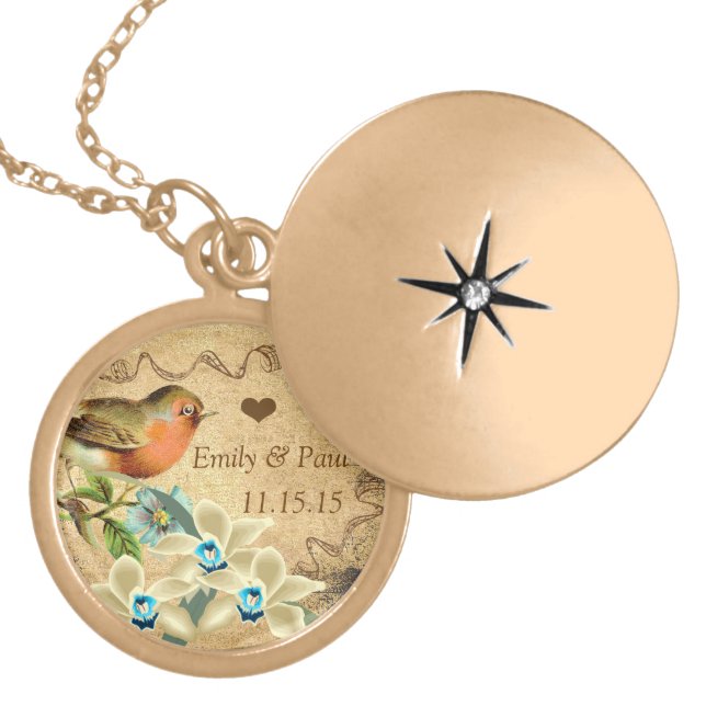 Wedding Vintage Bird  Anniversary Necklace (Front)