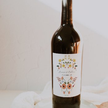 Wedding Vintage Bohemian Floral  Wine Label by AdorePaperCo at Zazzle