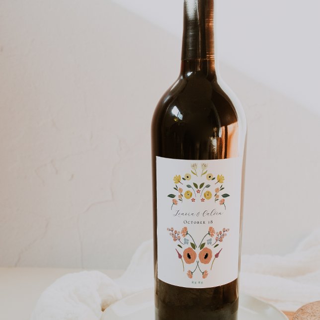 Wedding Vintage Bohemian Floral  Wine Label (Creator Uploaded)