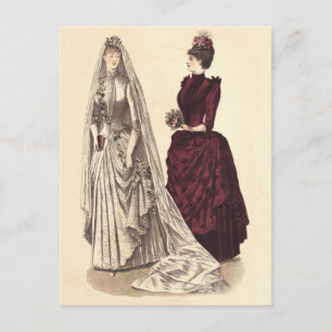 Wedding Vintage bridal party brides and bridesmaid Postcard