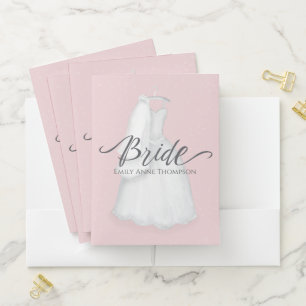 Wedding Vintage Bride Dress Personalized Custom Pocket Folder