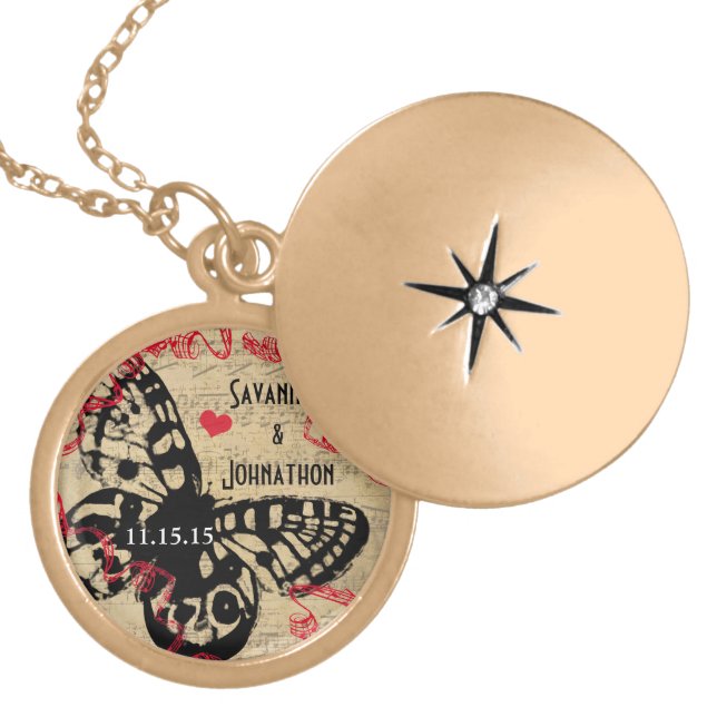 Wedding Vintage Butterfly Anniversary Necklace (Front)