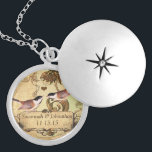 Wedding Vintage Chickadees Anniversary Necklace<br><div class="desc">Keepsake Necklaces Choose either Silver Plated Gold Finish or Sterling Silver Unique Personalized Custom !st Christmas Gift Wedding Keepsake Wedding Party Necklaces - to change background color - click customize - click edit - choose last tool in drop down menu and choose from one of the colors shown or enter...</div>