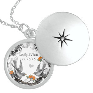 Wedding Vintage Coral Birds Anniversary Necklace