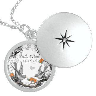 Wedding Vintage Coral Birds Anniversary Necklace