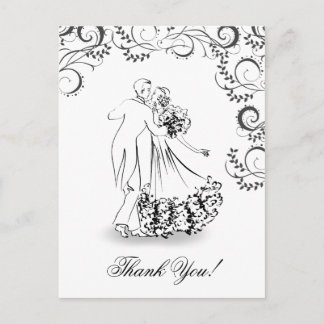 Wedding Vintage Dance Couple Thank You Postcard