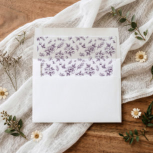 Wedding Vintage Dark Purple French Floral Envelope Liner