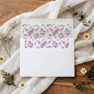 Wedding Vintage Dark Wine Red Floral Toile Envelope Liner