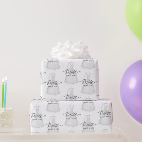 Wedding Vintage Dress Bride Personalized Gift Wrapping Paper