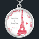 Wedding Vintage Eiffel Tower Anniversary Necklace<br><div class="desc">Wedding Keepsake Wedding Party Necklaces - to change background color - click customize - click edit - choose last tool in drop down menu and choose from one of the colors shown or enter your rgb hex code for your custom wedding color- to change font color select the text you...</div>