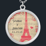 Wedding Vintage Eiffel Tower Anniversary Necklace<br><div class="desc">Wedding Keepsake Wedding Party Necklaces - to change background color - click customize - click edit - choose last tool in drop down menu and choose from one of the colors shown or enter your rgb hex code for your custom wedding color- to change font color select the text you...</div>