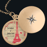 Wedding Vintage Eiffel Tower Anniversary Necklace<br><div class="desc">Wedding Keepsake Wedding Party Necklaces - to change background color - click customize - click edit - choose last tool in drop down menu and choose from one of the colors shown or enter your rgb hex code for your custom wedding color- to change font color select the text you...</div>