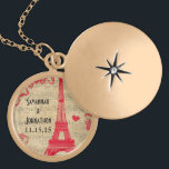 Wedding Vintage Eiffel Tower Anniversary Necklace<br><div class="desc">Wedding Keepsake Wedding Party Necklaces - to change background color - click customize - click edit - choose last tool in drop down menu and choose from one of the colors shown or enter your rgb hex code for your custom wedding color- to change font color select the text you...</div>