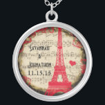Wedding Vintage Eiffel Tower Burnt Edges Necklace<br><div class="desc">Wedding Keepsake Wedding Party Necklaces - to change background color - click customize - click edit - choose last tool in drop down menu and choose from one of the colors shown or enter your rgb hex code for your custom wedding color- to change font color select the text you...</div>