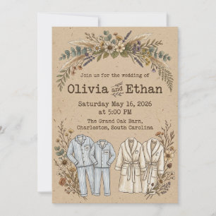 wedding Vintage Floral Barn  Invitation