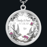 Wedding Vintage Fuchsia Birds Anniversary Necklace<br><div class="desc">Keepsake Necklaces Choose either Silver Plated or Sterling Silver</div>