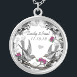 Wedding Vintage Fuchsia Birds Anniversary Necklace<br><div class="desc">Keepsake Necklaces Choose either Silver Plated or Sterling Silver</div>