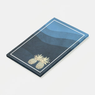 Wedding Vintage Golden Pineapple Couple Navy Blue Post-it Notes