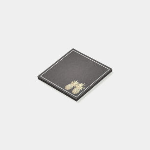Wedding Vintage Modern Black Gold Pineapple Couple Post-it Notes