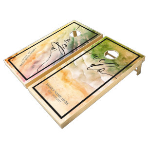 Wedding Vintage Monogram Ocean beach We do Cornhole Set