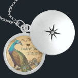 Wedding Vintage Peacock Anniversary Necklace<br><div class="desc">Wedding Keepsake Wedding Party Necklaces - to change background color - click customize - click edit - choose last tool in drop down menu and choose from one of the colors shown or enter your rgb hex code for your custom wedding color- to change font color select the text you...</div>