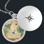 Wedding Vintage Peacock  Anniversary Necklace<br><div class="desc">Keepsake Necklaces Choose either Silver Plated Gold Finish or Sterling Silver Unique Personalized Custom !st Christmas Gift Wedding Keepsake Wedding Party Necklaces - to change background color - click customize - click edit - choose last tool in drop down menu and choose from one of the colors shown or enter...</div>