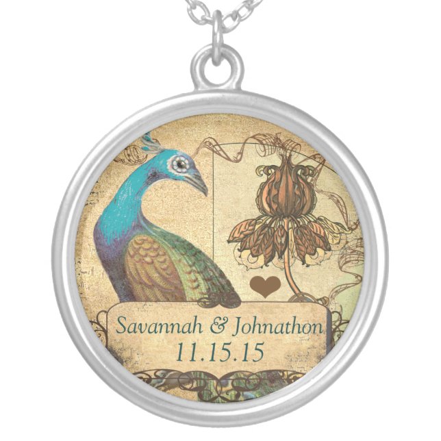 Wedding Vintage Peacock  Anniversary Necklace (Front)
