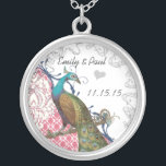 Wedding Vintage Peacock Anniversary Necklace<br><div class="desc">Wedding Keepsake Wedding Party Necklaces - to change background color - click customize - click edit - choose last tool in drop down menu and choose from one of the colors shown or enter your rgb hex code for your custom wedding color- to change font color select the text you...</div>