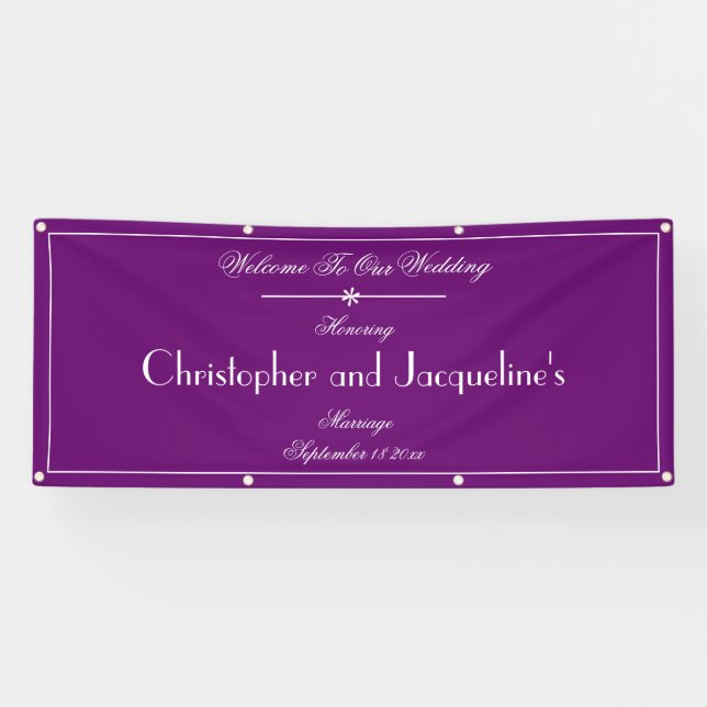 Wedding Vintage Purple Custom Outdoor Welcome Banner (Horizontal)