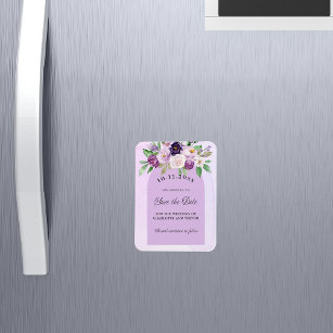 Wedding violet purple flowers arch script magnet