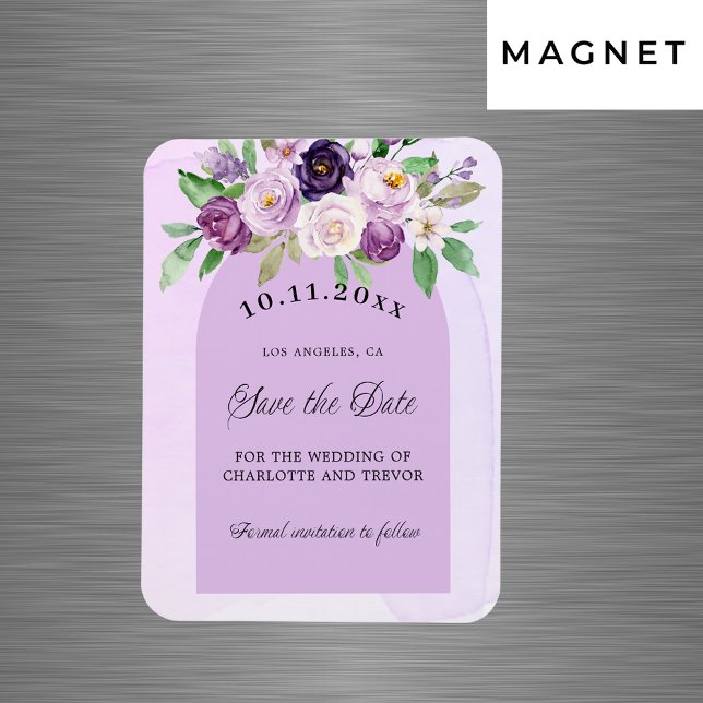 Wedding violet purple flowers arch script magnet (Creator Uploaded)